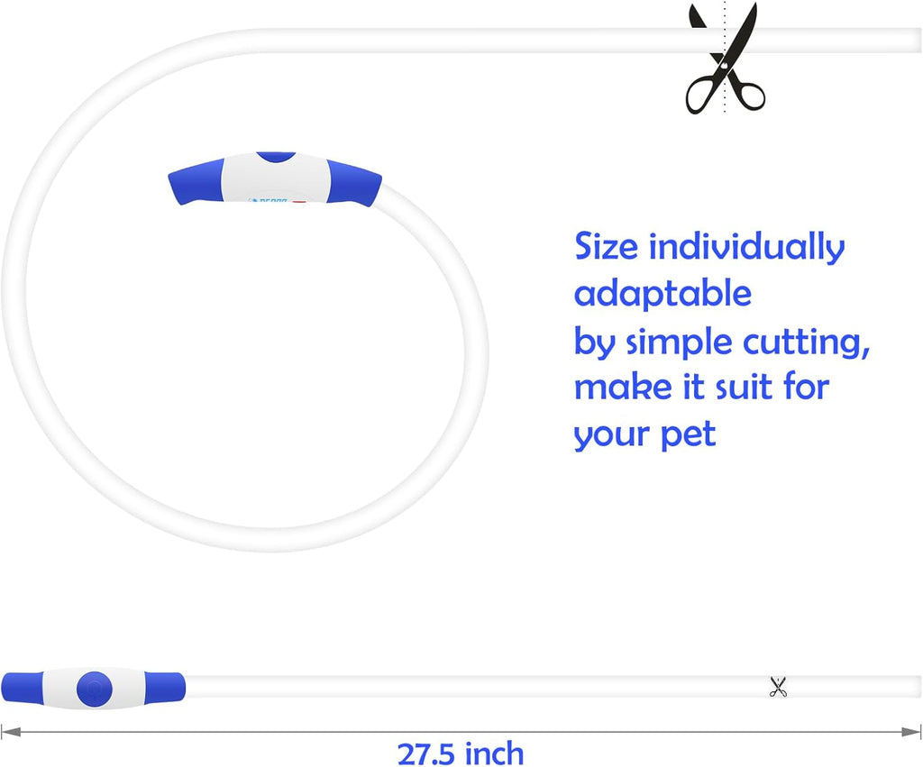 Light up Dog Collar, BSEEN USB Rechargeable Flash Dog Necklace Light | Pet Safety Collar Makes Your Beloved Dogs Be Seen at Night for Small Medium Large Dogs( Blue)