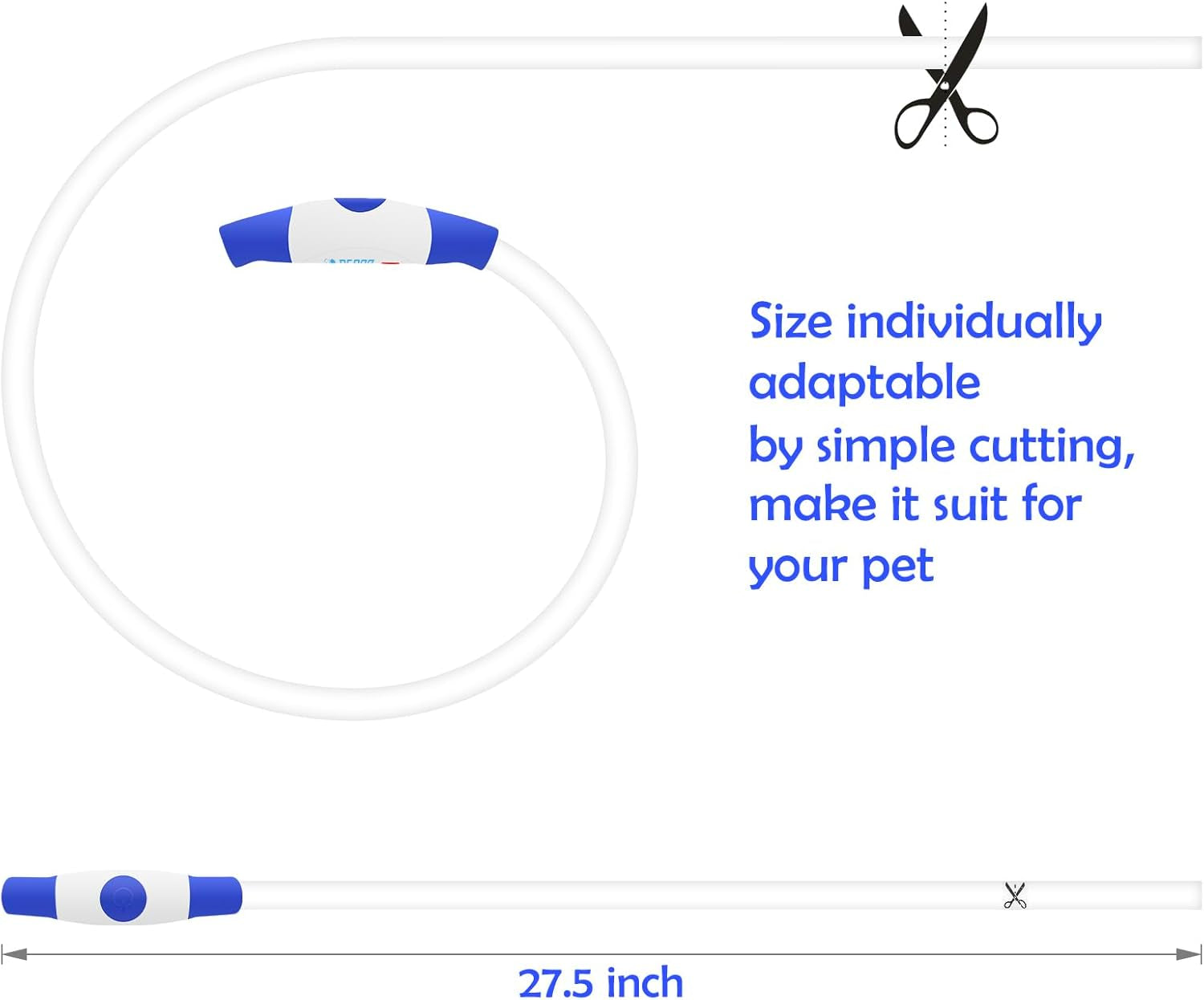 Light up Dog Collar, BSEEN USB Rechargeable Flash Dog Necklace Light | Pet Safety Collar Makes Your Beloved Dogs Be Seen at Night for Small Medium Large Dogs( Blue)
