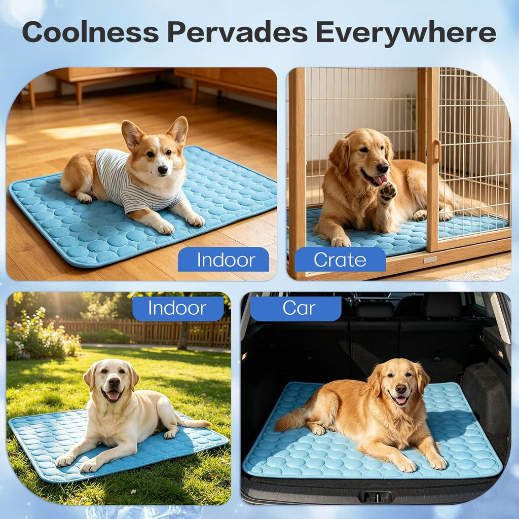 SISROL Arc-Chill Pet Cooling Mat for Dogs Cats, Washable Non-Slip Pad | Dog Cooling Mat with Q-Max>0.4 Chill Fiber Cools Pets Fast, Non-Toxic & Portable, Fits All Size Pets for Indoor Outdoor Use