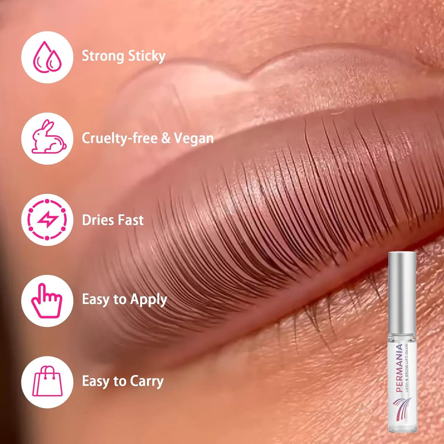 PERMANIA Lash Lift Kit, Lash Perm Kit, Fast Eyelash Lifting 5 Minutes DIY at Home with Strong Glue Disposable Sachet Lash Lifting Kit Last 6 Weeks (30Pcs）