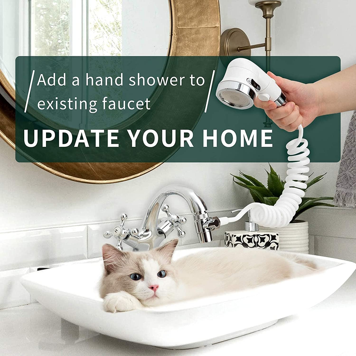 ZCONIEY Sink Faucet Sprayer Attachment, Shower Head Attaches to Tub Faucet, Dog Bathing Hose Shower Set for Laundry Bathroom Kitchen