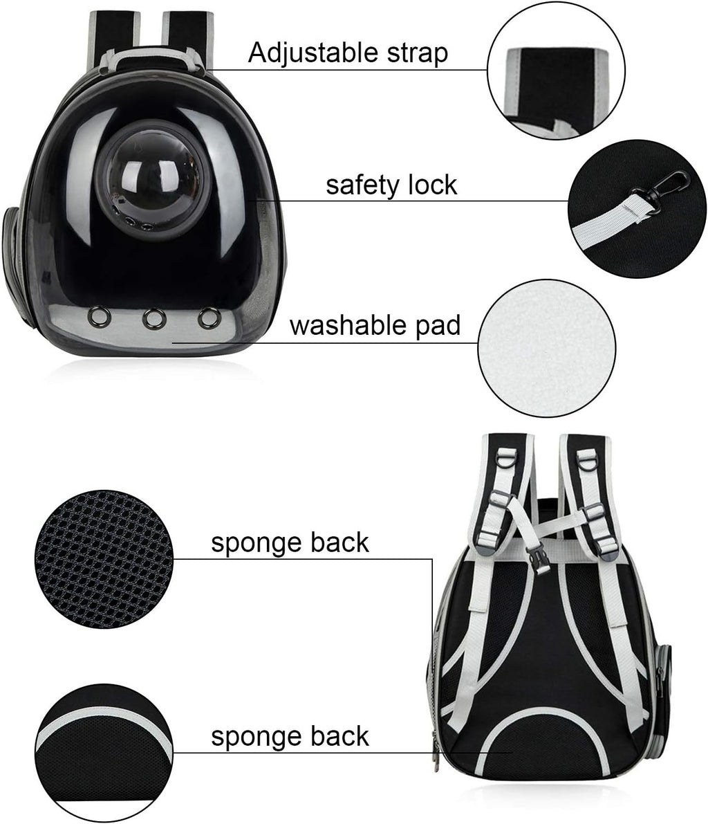 AJY Black Cat Carrier Dog Carrier Backpack, Pet Carrier Back Pack Pack for Small Medium Cat Puppy Doggie, Dog Body Carrying Bag Travel Space Capsule for Travel, Hiking, Walking & Outdoor Use