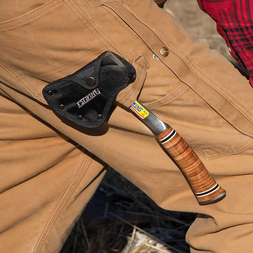 ESTWING Sportsman'S Axe - 12" USA Made Camping Hatchet with Forged Steel Construction & Genuine Leather Grip - E14A