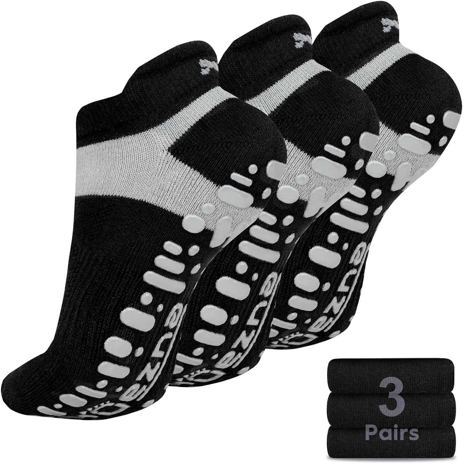 Muezna Non Slip Yoga Socks for Women, Anti-Skid Pilates, Barre, Hospital Socks with Grips, Size 5-10