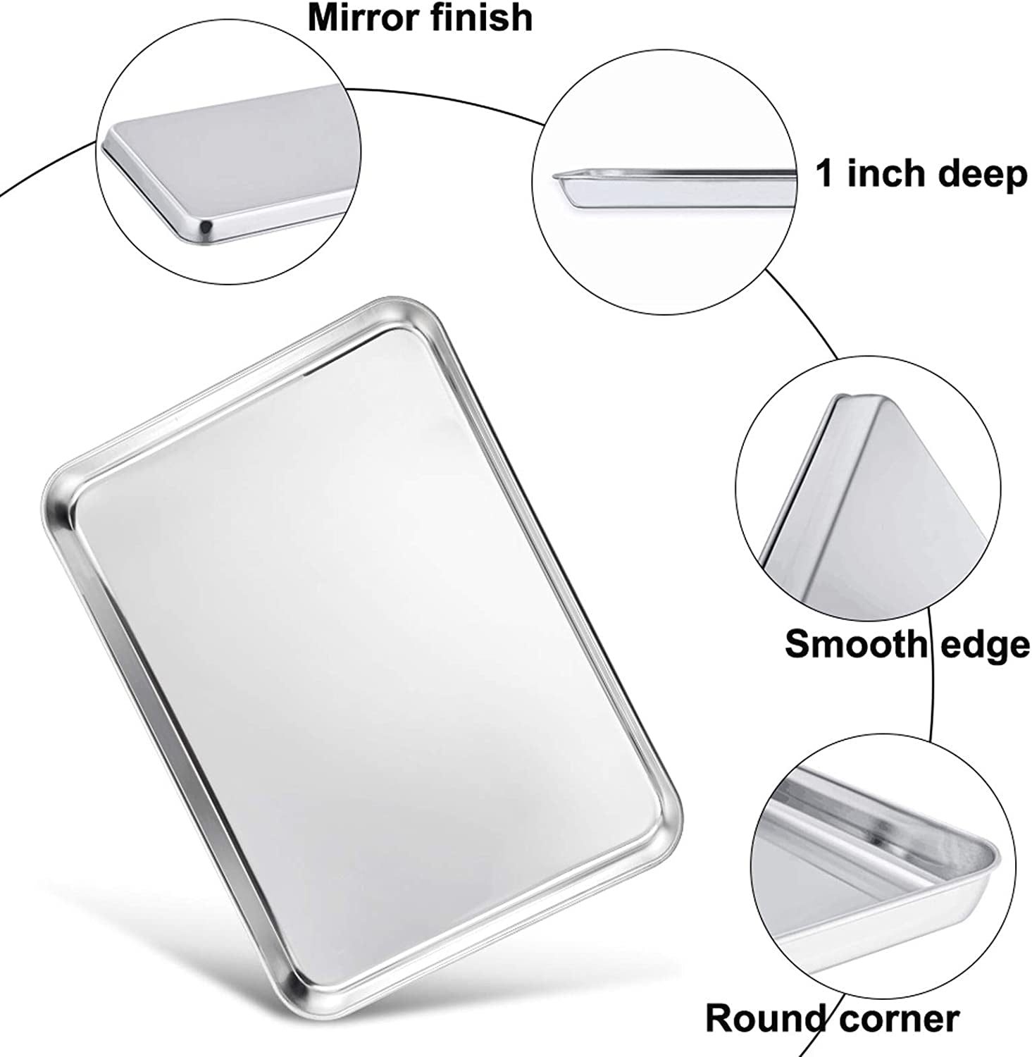 Teamfar Baking Sheet with Rack Set (2 Pans + 2 Racks), 16 X 12 X 1 Inch, Stainless Steel Baking Pan Cookie Sheet with Cooling Rack for Baking, Non Toxic & Healthy, Easy Clean & Dishwasher Safe