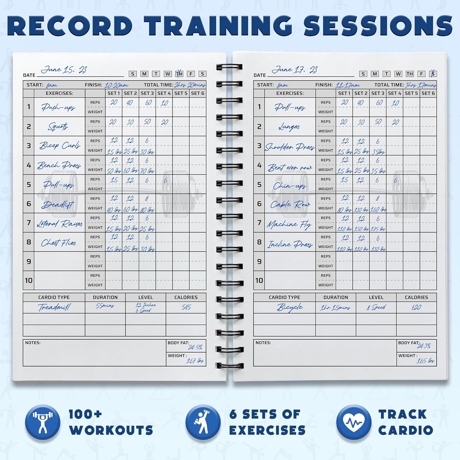 Workout Planner for Daily Fitness Tracking & Goals Setting - A5 Size, 6” X 8”, Charcoal Gray - Men & Women Personal Home & Gym Training Diary - Log Book Journal - by Workout Log Gym