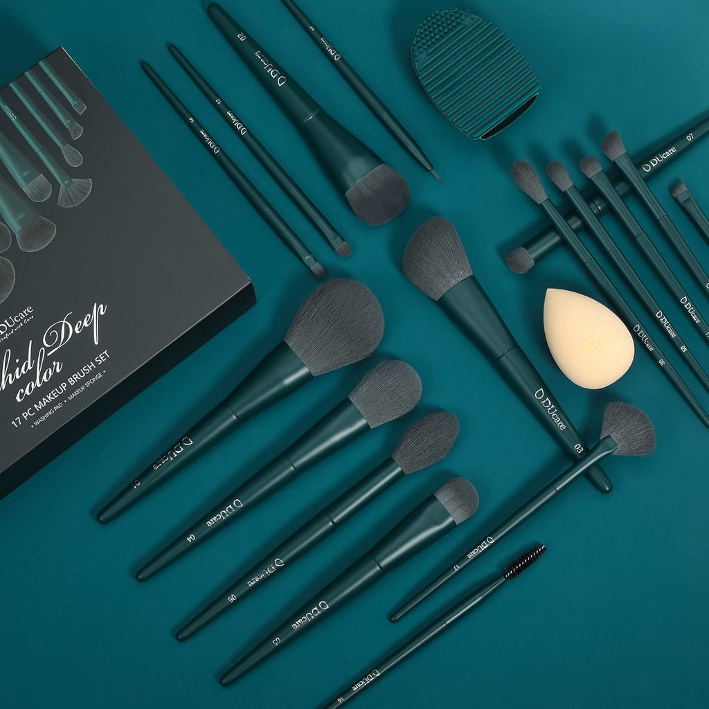 Ducare 19Pcs Makeup Brush Set | with Cleaning Mat Makeup Sponge 17Pcs Makeup Brushes for Foundation,Powder, Contour, Bronzer, Concealer, Eyeshadow