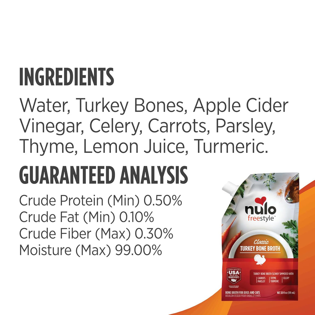 Nulo Freestyle Bone Broth, Premium Food Topper for Cats and Dogs, with Collagen and Chondroitin Sulfate to Help Boost the Quality of Your Pet’S Coat and Skin, 20 Fl Oz (Pack of 3)