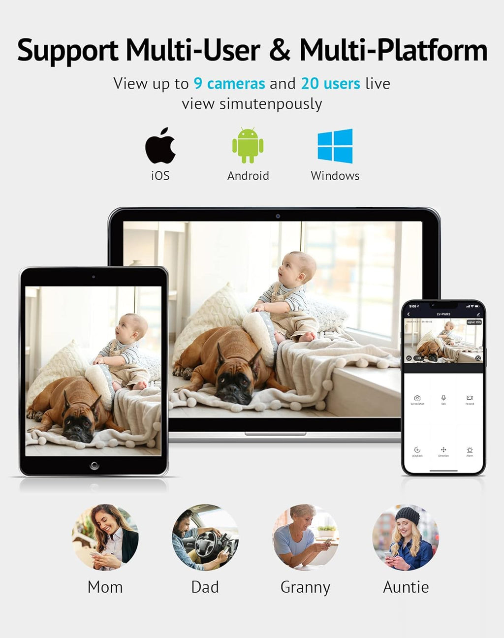 Laview Indoor Security Camera, 1080P Home Security Camera with Sound & Motion Detection, 360° Baby Monitor with Phone App, WIFI Pet Camera,2-Ways Audio, Night Vision,Sd&Cloud Storage, Works with Alexa