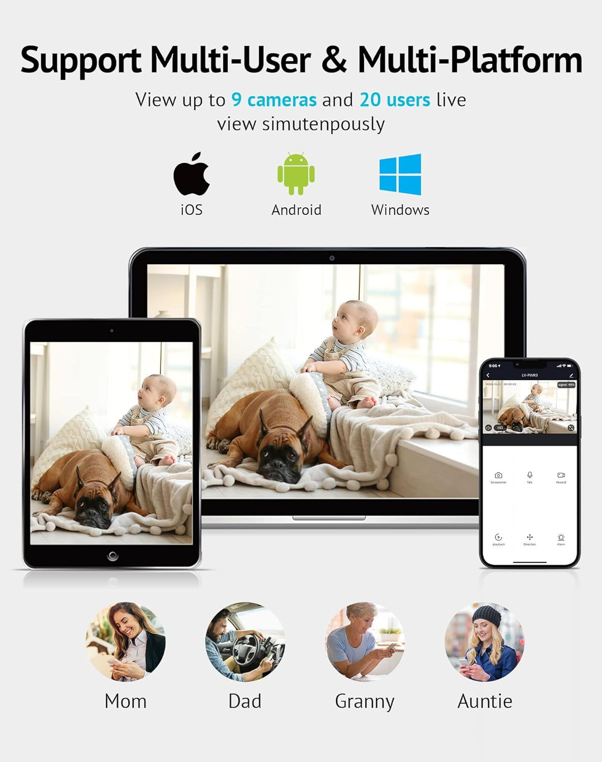 Laview Indoor Security Camera, 1080P Home Security Camera with Sound & Motion Detection, 360° Baby Monitor with Phone App, WIFI Pet Camera,2-Ways Audio, Night Vision,Sd&Cloud Storage, Works with Alexa