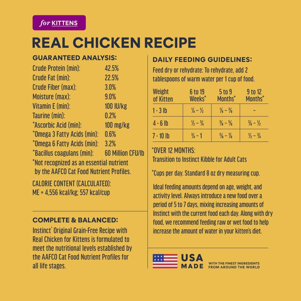 Instinct Original Kitten Dry Food, Raw Coated, Real Chicken, 4.5 Lb. Bag