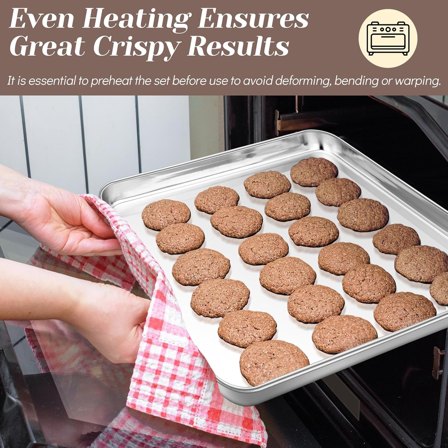 Teamfar Baking Sheet with Rack Set (2 Pans + 2 Racks), 16 X 12 X 1 Inch, Stainless Steel Baking Pan Cookie Sheet with Cooling Rack for Baking, Non Toxic & Healthy, Easy Clean & Dishwasher Safe