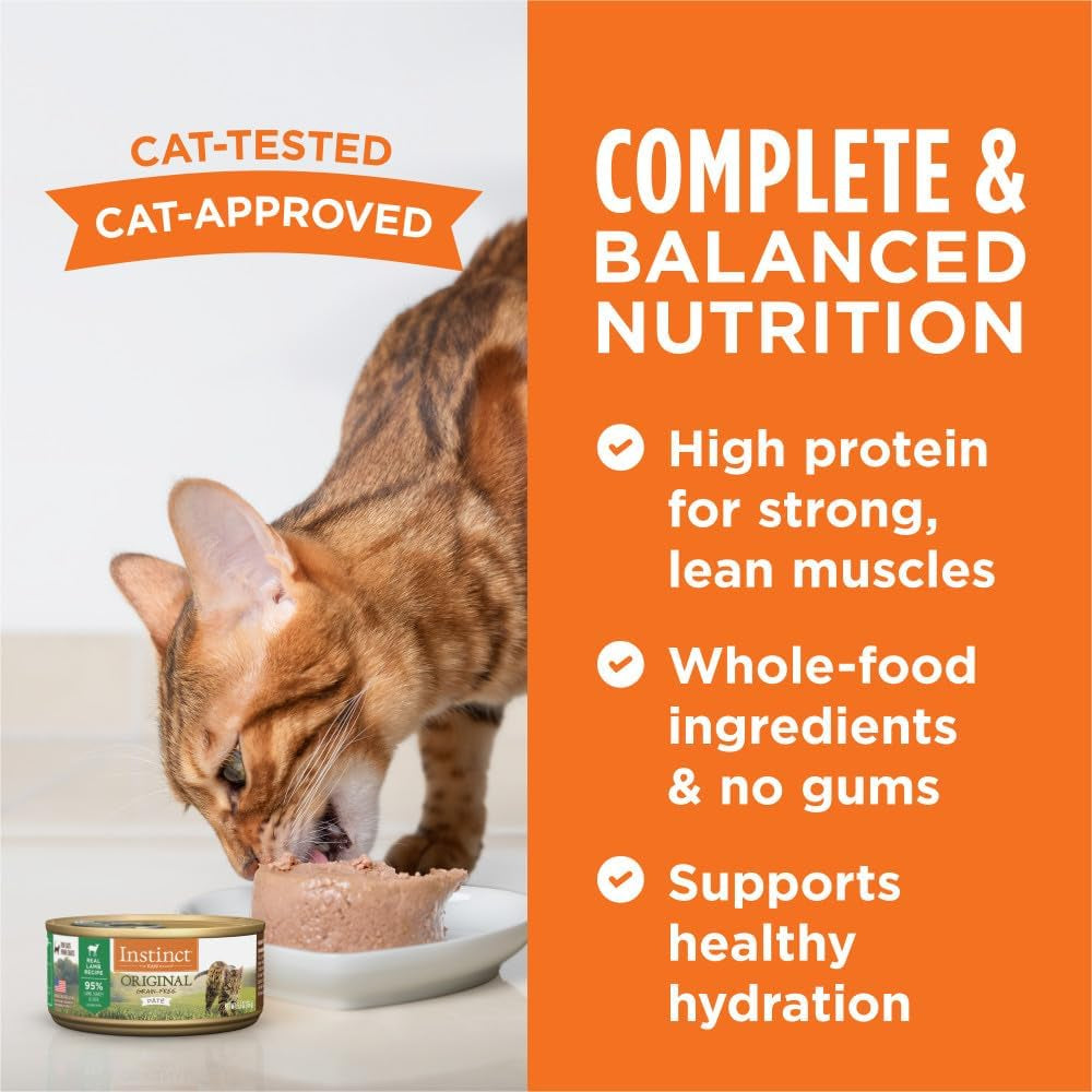 Instinct Original Grain Free Real Lamb Recipe Natural Wet Canned Cat Food by Nature'S Variety, 5.5 Ounce (Pack of 12)