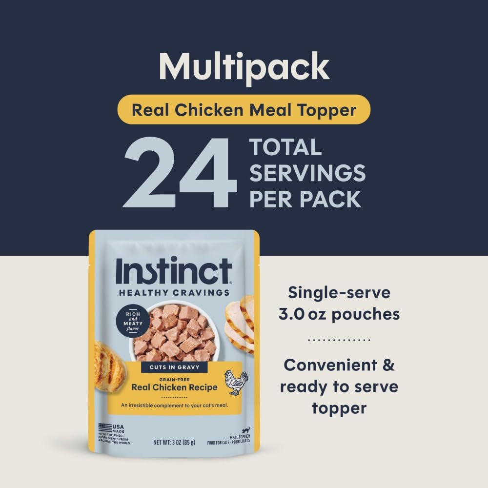 Instinct Healthy Cravings Grain Free Real Chicken Recipe Natural Wet Cat Food Topper by Nature'S Variety, 3 Ounce (Pack of 24)