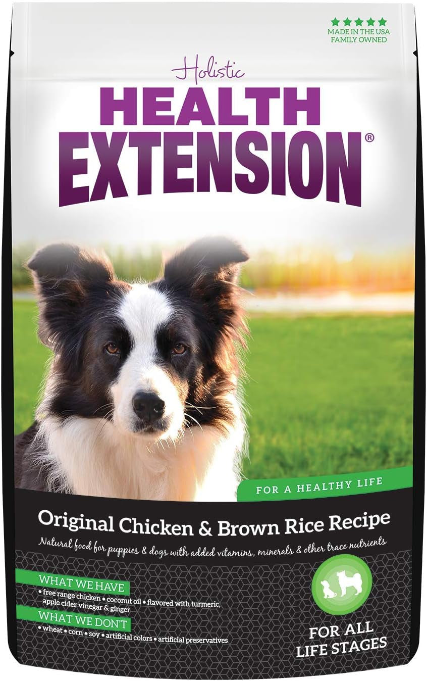 Health Extension Original Chicken & Brown Rice, Protein Packed Formula with Probiotics & Superfoods for Digestion & Coat Health (4 Lb Bag)