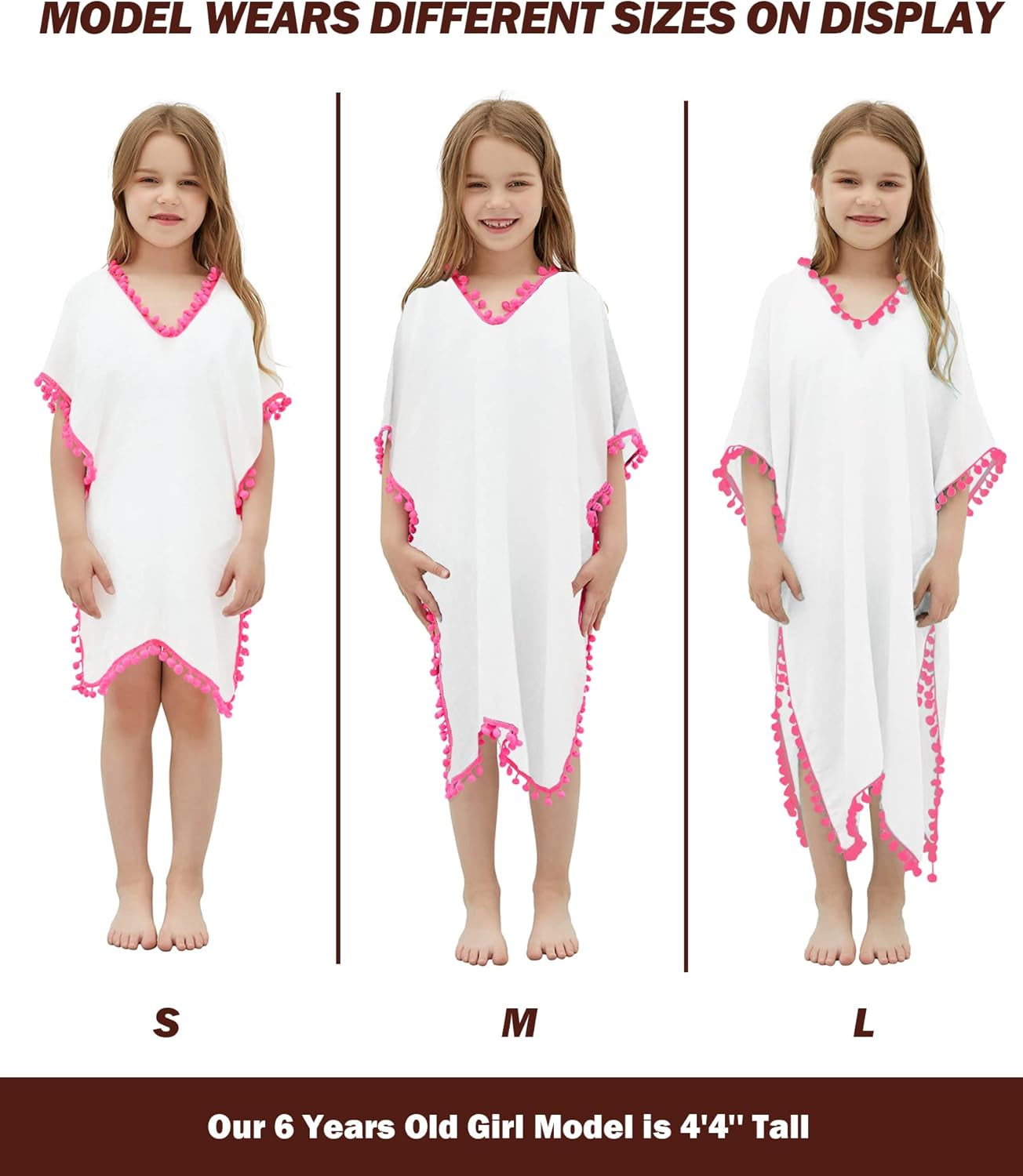 Missshorthair Girls Swim Cover up Beach Swimwear Coverup Swimsuit Wraps with Pom Pom Trim