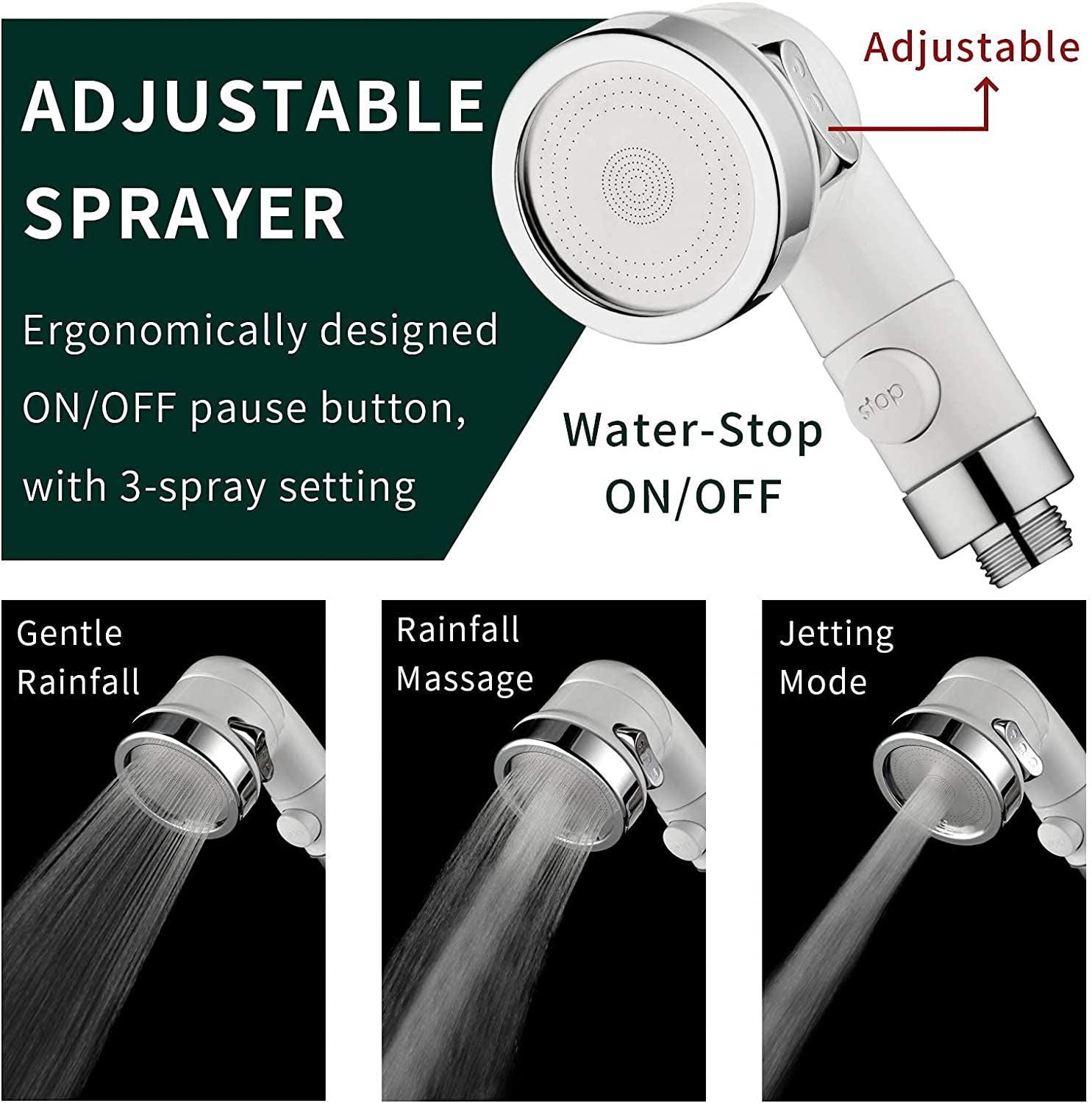 ZCONIEY Sink Faucet Sprayer Attachment, Shower Head Attaches to Tub Faucet, Dog Bathing Hose Shower Set for Laundry Bathroom Kitchen