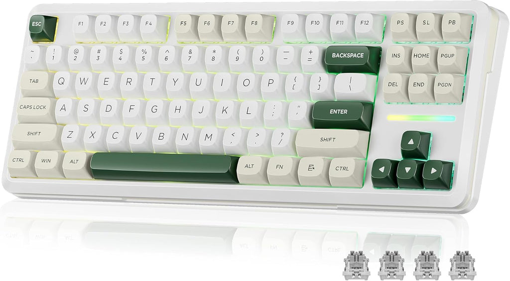 Redragon K734W Wireless Mechanical Keyboard, Tri Mode BT5.0/2.4G/USB-C 75% 81 Keys TKL Custom Hot Swappable Gaming Keyboard, Pre-Lubed Linear Switches,Rgb Gasket Computer Creamy Keyboard, for PC/MAC