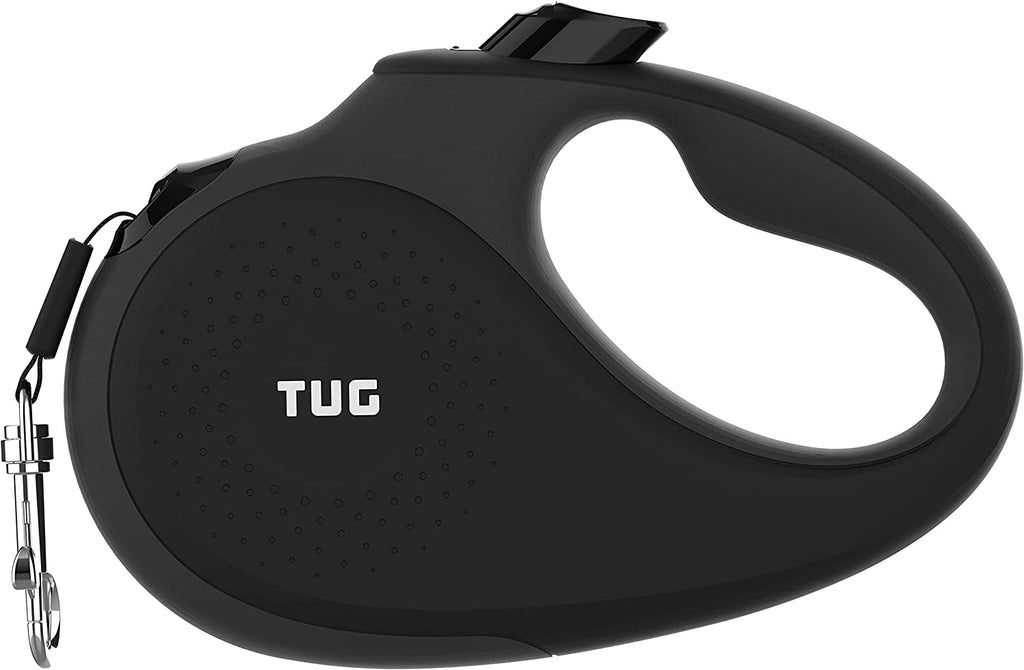 TUG Original Retractable Dog Leash, Anti-Slip, 16’ Tape (Large, Black/Grey) | Anti-Slip Handle, 16 Ft Strong Nylon Tape, One-Handed Brake, Pause, Lock