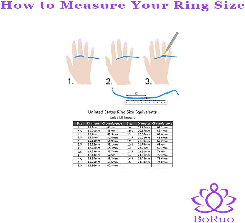 BORUO 925 Sterling Silver Ring Celtic Knot Heart High Polish Tarnish Resistant Eternity Wedding Band Stackable Ring