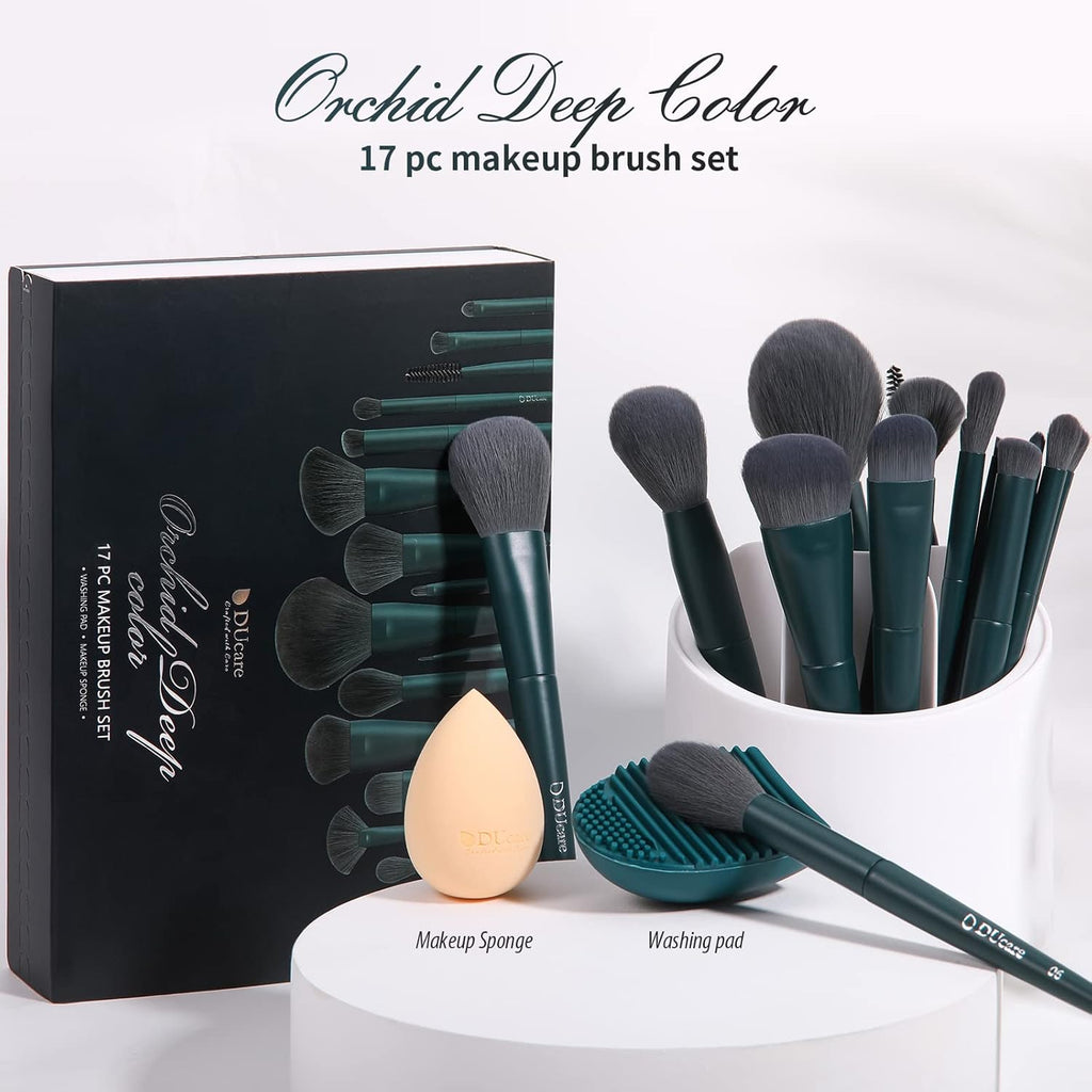 Ducare 19Pcs Makeup Brush Set | with Cleaning Mat Makeup Sponge 17Pcs Makeup Brushes for Foundation,Powder, Contour, Bronzer, Concealer, Eyeshadow