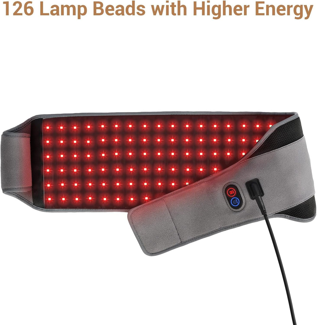 Comfytemp Red Light Belt with 126 Leds, Wearable Red Light Wrap with Timer, 660Nm & 850Nm, Birthday Gifts for Men Dad Women Mom, 22W(Corded)