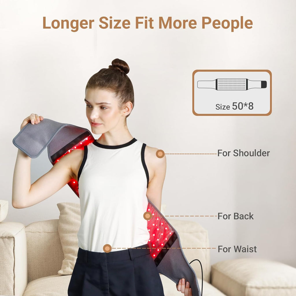 Comfytemp Red Light Belt with 126 Leds, Wearable Red Light Wrap with Timer, 660Nm & 850Nm, Birthday Gifts for Men Dad Women Mom, 22W(Corded)