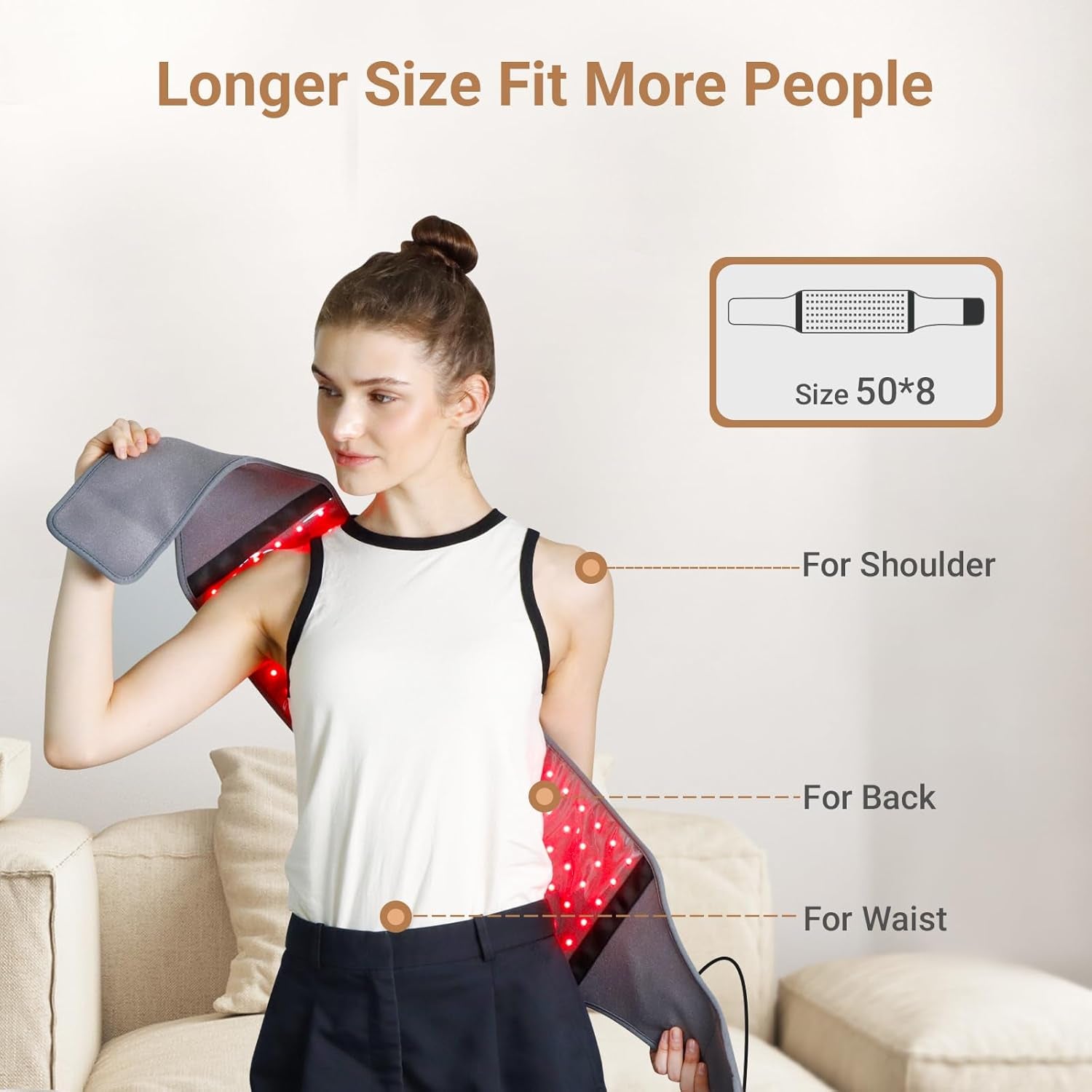 Comfytemp Red Light Belt with 126 Leds, Wearable Red Light Wrap with Timer, 660Nm & 850Nm, Birthday Gifts for Men Dad Women Mom, 22W(Corded)