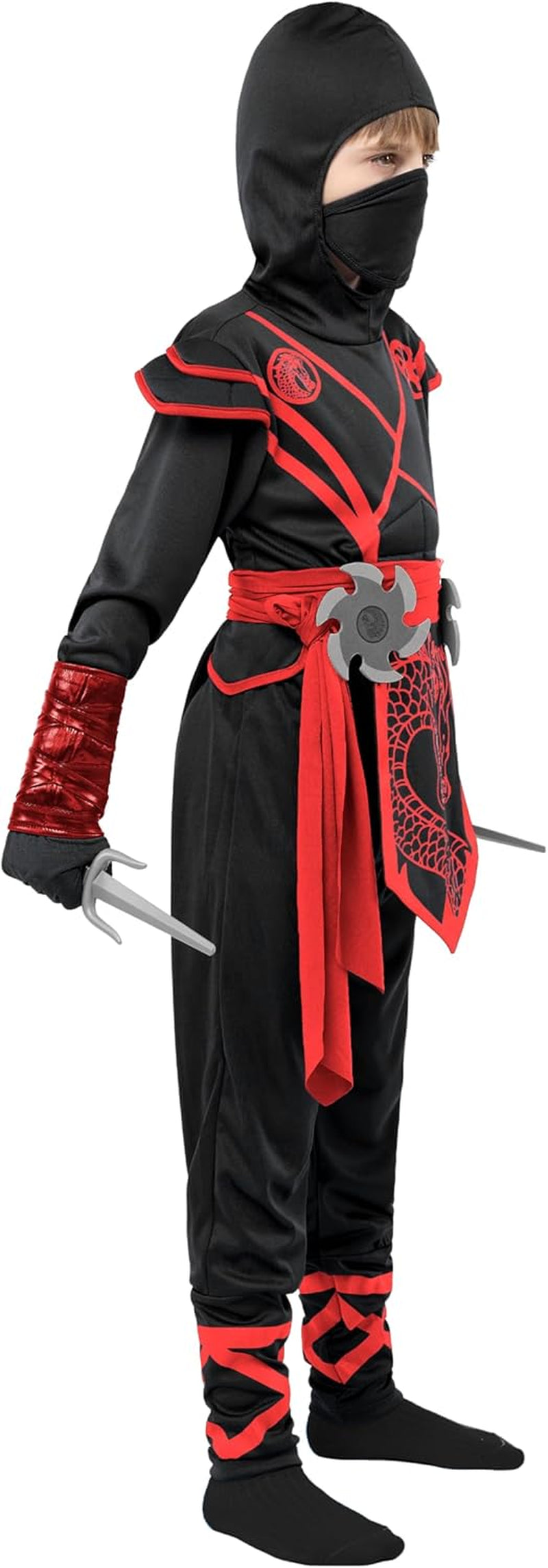 Spooktacular Creations Halloween Ninja Costume Kids, Ninja Dragon Jumpsuit Set, Boys Halloween Costume for Dressup Party