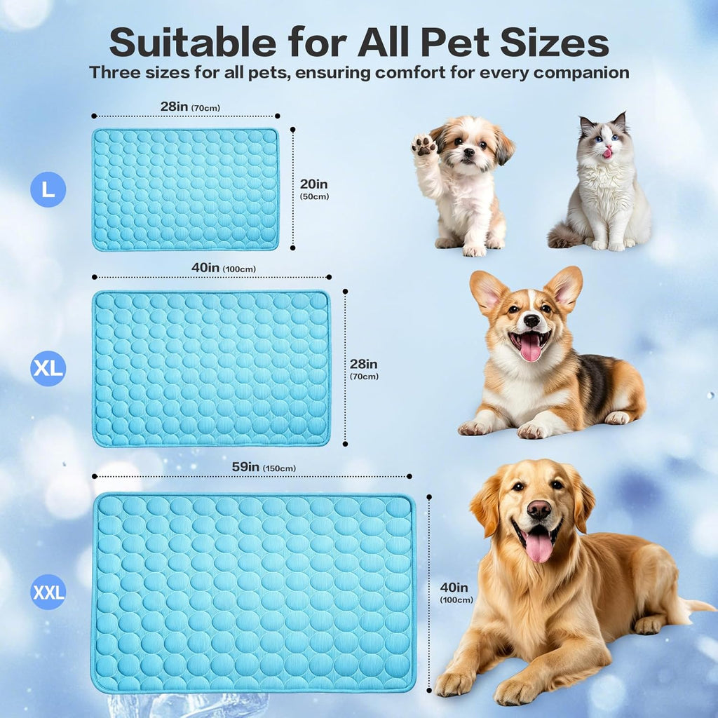SISROL Arc-Chill Pet Cooling Mat for Dogs Cats, Washable Non-Slip Pad | Dog Cooling Mat with Q-Max>0.4 Chill Fiber Cools Pets Fast, Non-Toxic & Portable, Fits All Size Pets for Indoor Outdoor Use