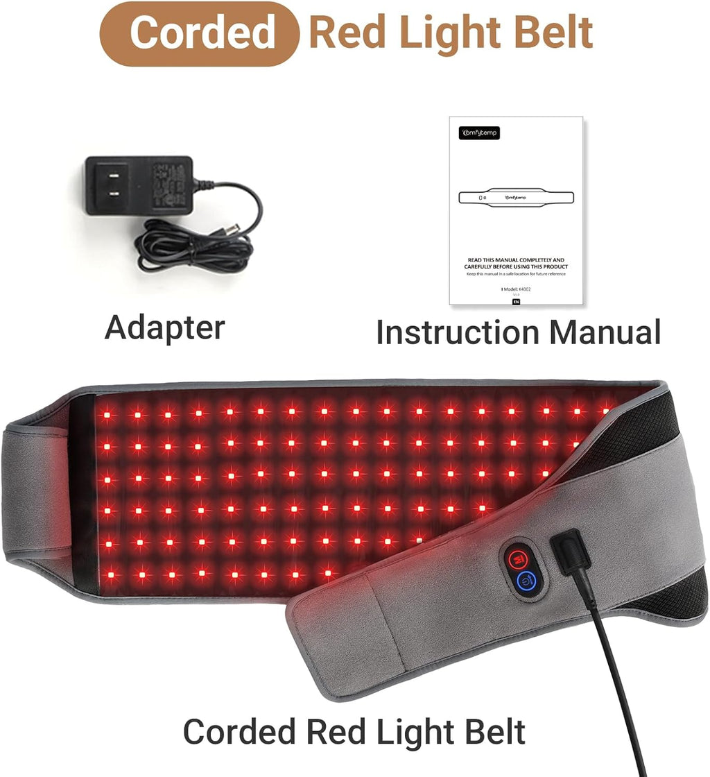 Comfytemp Red Light Belt with 126 Leds, Wearable Red Light Wrap with Timer, 660Nm & 850Nm, Birthday Gifts for Men Dad Women Mom, 22W(Corded)